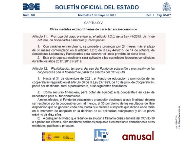 Aprobada una prórroga para la incorporación de un tercer socio/a en las Sociedades Laborales de dos personas - 1, Foto 1