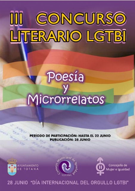Abierto el plazo para la presentación de obras de la III edición del Concurso Literario LGTBI, que organiza la Concejalía de Igualdad, Foto 1