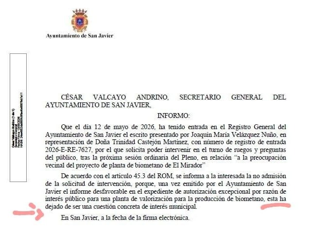 La plataforma vecinal celebra un importante avance contra la macroplanta de biogás de San Javier - 2, Foto 2