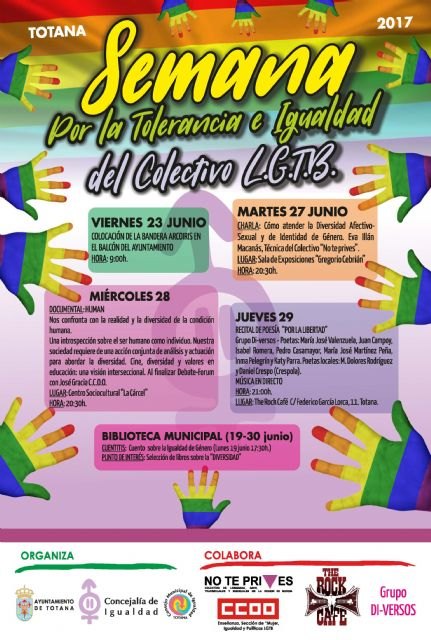 La Concejalía de Igualdad organiza un programa de actividades por la tolerancia e igualdad del Colectivo LGTB del 23 al 29 de junio, Foto 1