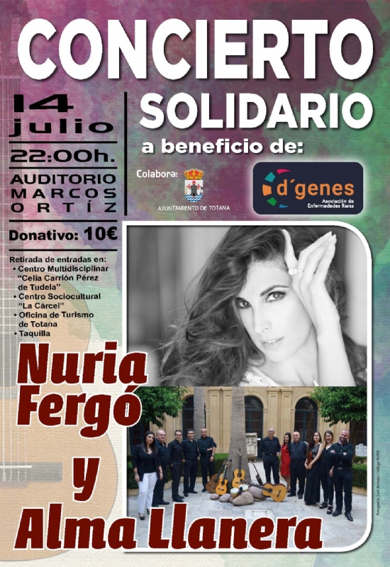 El próximo 14 de julio tendrá lugar en Totana un concierto solidario de Nuria Fergó y Alma Llanera, Foto 5