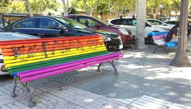 El Ayuntamiento denuncia ante la Policía los actos vandálicos en los bancos decorados con las banderas LGTBI y TRANS - 1, Foto 1