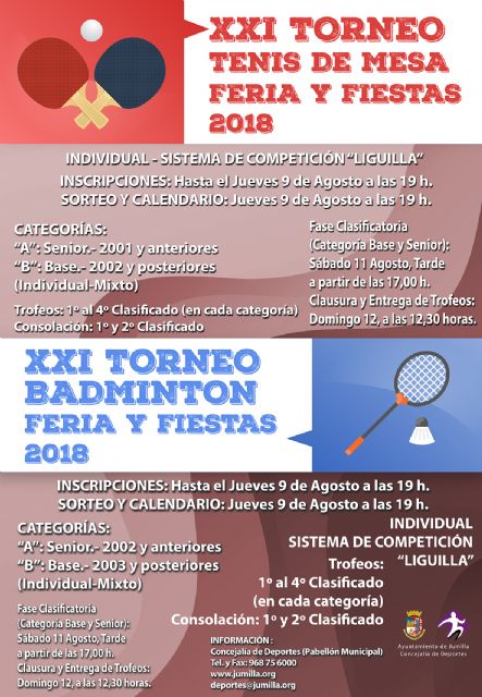 Abiertos los plazos de inscripciones de los torneos deportivos de la Feria y Fiestas 2018 - 2, Foto 2