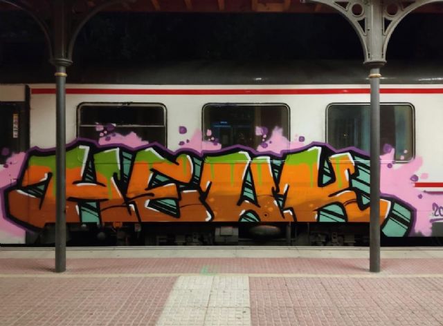 La Policía Local de Lorca detiene a un joven por realizar grafitis en un tren de cercanías de la estación de Sutullena - 1, Foto 1