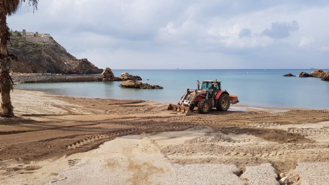 Las brigadas municipales trabajan para devolver la normalidad a las playas cartageneras - 1, Foto 1