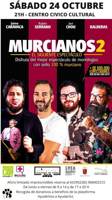 El Centro Cívico Cultural de Puerto Lumbreras acogerá el próximo sábado el show de monólogos gratuito Murcianos2 - 1, Foto 1