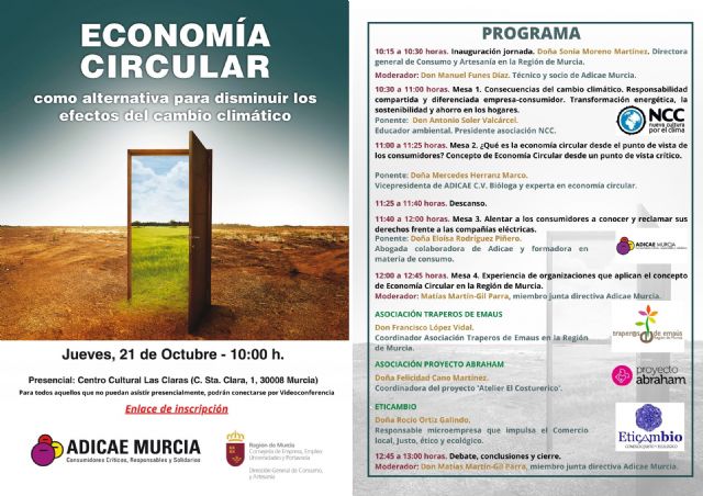 Economía Circular como alternativa al cambio climático, a debate este jueves en Murcia - 1, Foto 1