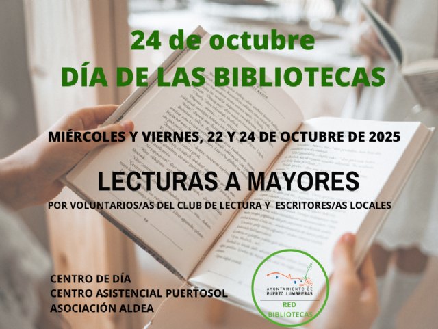 Puerto Lumbreras celebrará el Día Internacional de las Bibliotecas con lecturas a mayores por voluntarios y escritores locales - 1, Foto 1