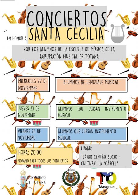 La Escuela de Música de la Agrupación Musical organiza varios conciertos en los próximos días en honor de Santa Cecilia, Foto 1