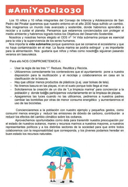 El Consejo de Infancia y Adolescencia, elabora el Manifiesto Vida Submarinapara celebrar el Día Universal de la Infancia - 1, Foto 1