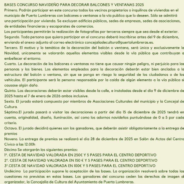 El Ayuntamiento de Puerto Lumbreras abre el plazo de inscripción para participar en el VI Concurso de Balcones y Ventanas Navideños - 2, Foto 2