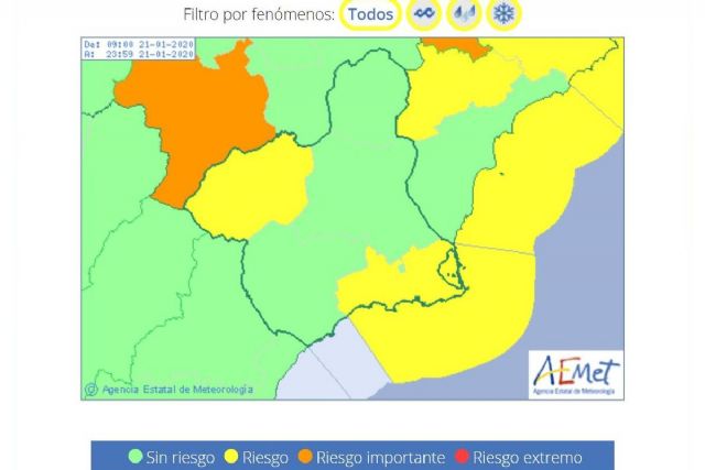La AEMET mantiene hasta las 12 horas de hoy martes el aviso amarillo por lluvias y temporal marítimo en Cartagena - 1, Foto 1