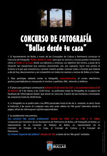 Las Concejalías de Cultura y Patrimonio convocan el Concurso de Fotografía 'Bullas desde tu casa' - 1, Foto 1