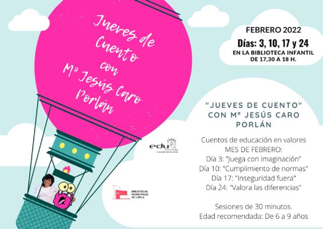 La concejalía de Educación organiza la actividad Jueves de Cuento para el mes de febrero con la escritora María Jesús Caro Porlán dirigida a niños de entre 6 y 9 años - 1, Foto 1
