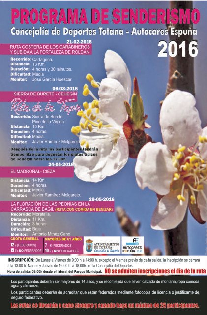 Deportes organiza un nuevo programa de Senderismo para el próximo cuatrimestre, Foto 2