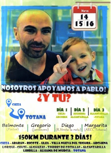 Totana joins the challenge "We support Pablo and you? ..." With which it is intended to raise funds to cover funds for patients with neuroblastoma, a cancer in childhood age, Foto 2