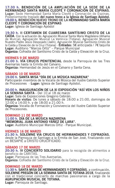 Se presenta el tríptico informativo con el programa de las actividades de la Cuaresma y Semana Santa 2018, Foto 5