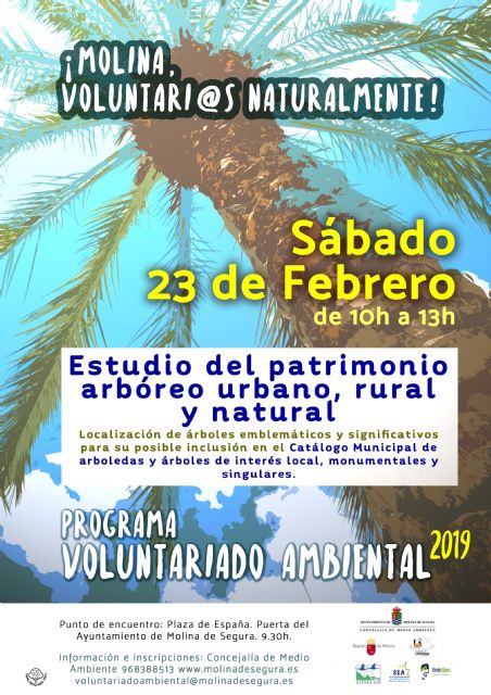 El Programa de Voluntariado Ambiental de Molina de Segura ¡Voluntari@s Naturalmente! colabora en el estudio del patrimonio arbóreo urbano, rural y natural el sábado 23 de febrero - 1, Foto 1