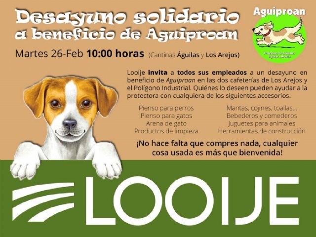 Looije invitará a sus empleados a un desayuno solidario en beneficio de Aguiproan - 1, Foto 1