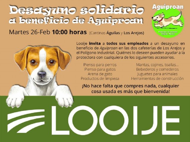 Looije invitará a sus empleados a un desayuno solidario en beneficio de Aguiproan - 1, Foto 1