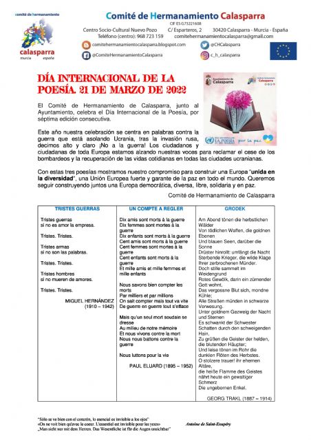 Día internacional de la poesía. 21 de marzo de 2022 - 3, Foto 3