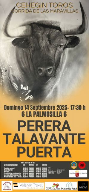 Perera, Talavante y Puerta: terna de lujo para la corrida de toros de las Fiestas Patronales de Cehegín en Honor a la Virgen de las Maravillas - 2, Foto 2