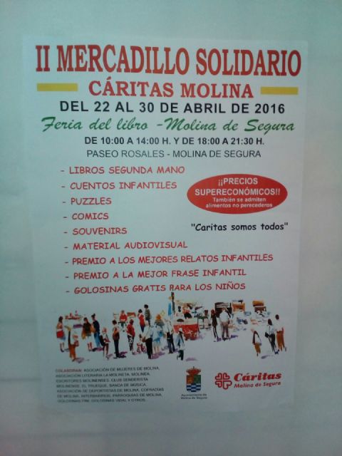 El II Mercadillo Solidario Pro Cáritas se celebra en Molina de Segura del 22 al 30 de abril - 1, Foto 1