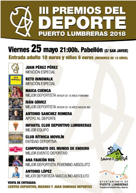Puerto Lumbreras celebrará los Premios del Deporte el 25 de mayo - 1, Foto 1