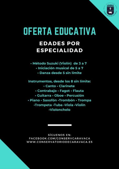 Abierto hasta el 1 de junio el plazo de admisión en las más de veinte modalidades de estudio de la Escuela Municipal de Música y Danza de Caravaca - 2, Foto 2