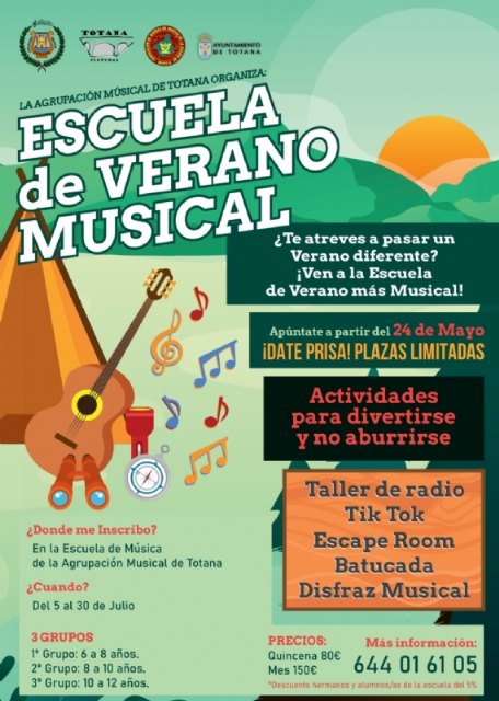 La Agrupación Musical de Totana organiza una Escuela de Verano Musical del 5 al 30 de julio para contribuir a la conciliación laboral de las familias, Foto 2