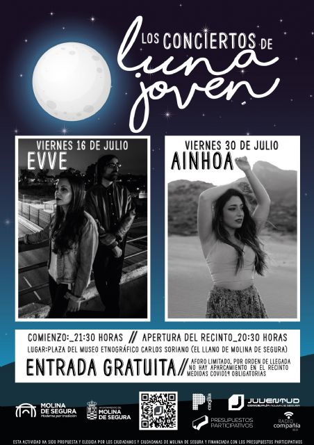 La Concejalía de Juventud de Molina de Segura organiza Los conciertos de la Luna Joven, con la actuación del grupo EVVE el viernes 16 de julio, y de Ainhoa el viernes 30 de julio - 1, Foto 1