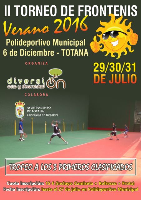 El Polideportivo Municipal 6 de diciembre acogerá del 29 al 31 de Julio el II Torneo de Frontenis Verano 2016, en la modalidad de parejas, Foto 1