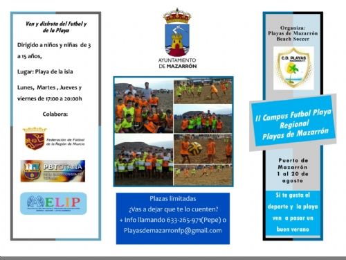 Del 1 al 20 de agosto se celebrará el II Campus de Fútbol Playa Regional en la playa de La Isla de Puerto de Mazarrón, a beneficio de AELIP - 2, Foto 2
