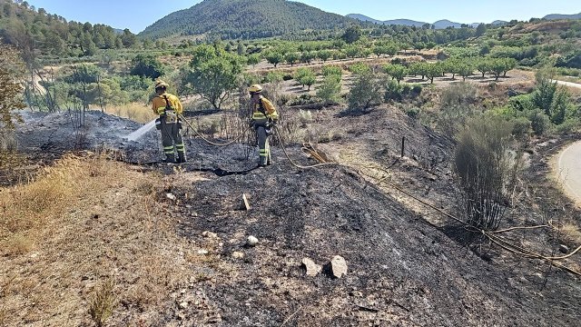 Apagan dos conatos de incendio forestal y agrícola en las inmediaciones del Rio Mula, termino municipal de Bullas - 1, Foto 1