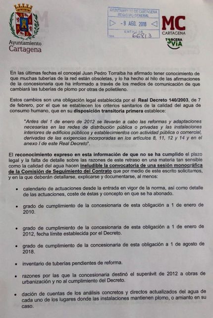 El control de MC Cartagena destapa la existencia de kilómetros de acometidas de plomo y amianto en el municipio - 1, Foto 1