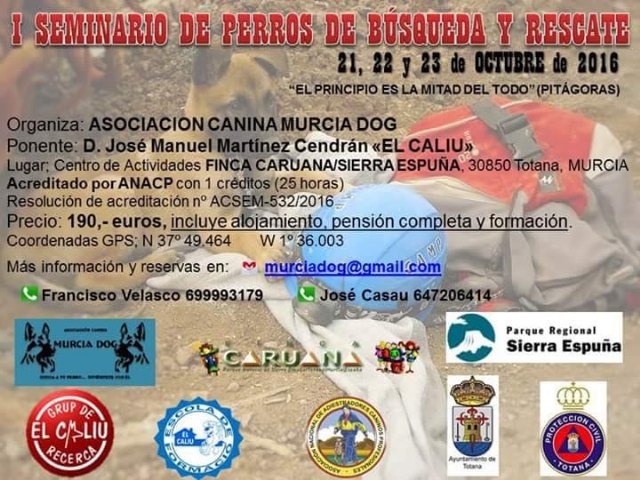 I seminario de perros de rescate en grandes áreas y estructuras colapsadas