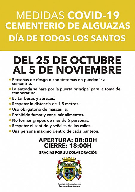 Protocolo de medidas COVID-19 en el cementerio municipal para el Día de Todos los Santos - 1, Foto 1