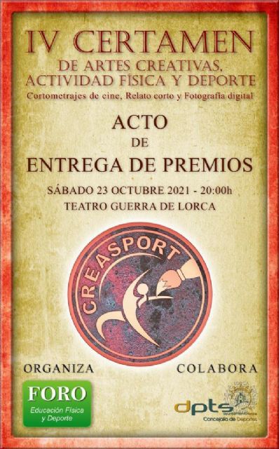 La gala de entrega de premios del 'IV Certamen Internacional CreaSport' tendrá lugar el próximo sábado, 23 de octubre, en el Teatro Guerra de Lorca - 1, Foto 1