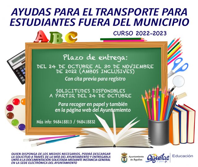 El 24 de octubre se abre el plazo de solicitud para las ayudas complementarias al transporte de estudiantes fuera del municipio - 1, Foto 1