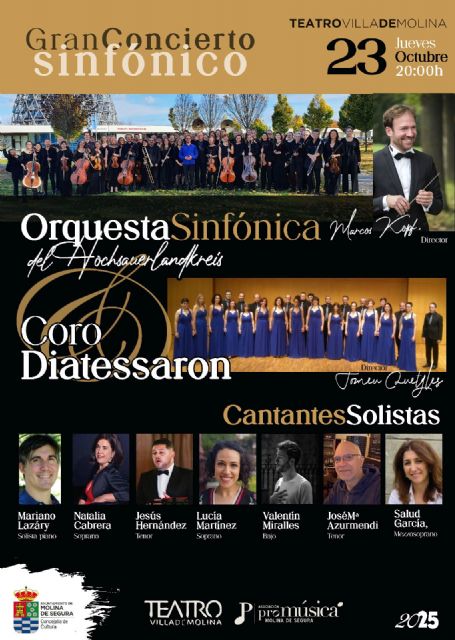 La Orquesta Sinfónica del Hochsauerlandkreis y la Coral Diatessaron ofrecen un GRAN CONCIERTO SINFÓNICO en el Teatro Villa de Molina el jueves 23 de octubre - 1, Foto 1