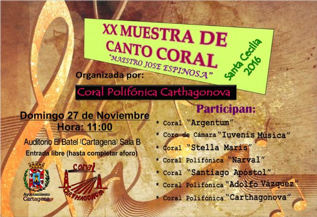 Siete corales de Cartagena uniran sus voces en Santa Cecilia - 1, Foto 1