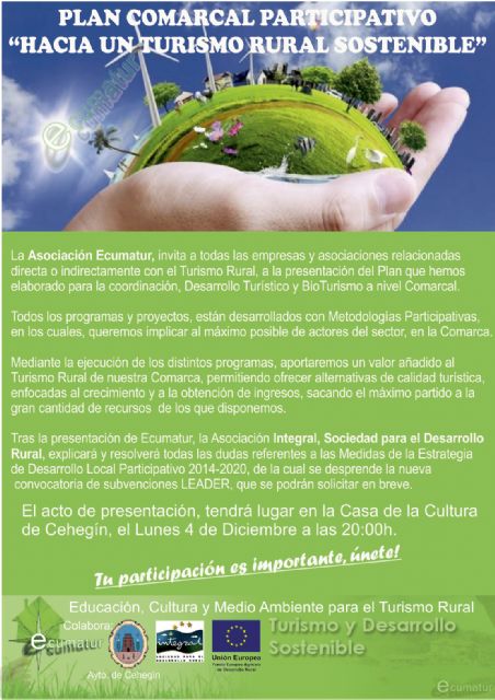 Próxima jornada en Cehegín sobre Turismo rural sostenible y ayudas europeas del programa Leader - 1, Foto 1