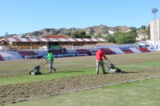 Acometen la resiembra de invierno del césped del estadio municipal Juan Cayuela, Foto 3