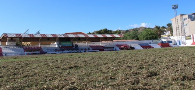 Acometen la resiembra de invierno del césped del estadio municipal Juan Cayuela, Foto 6