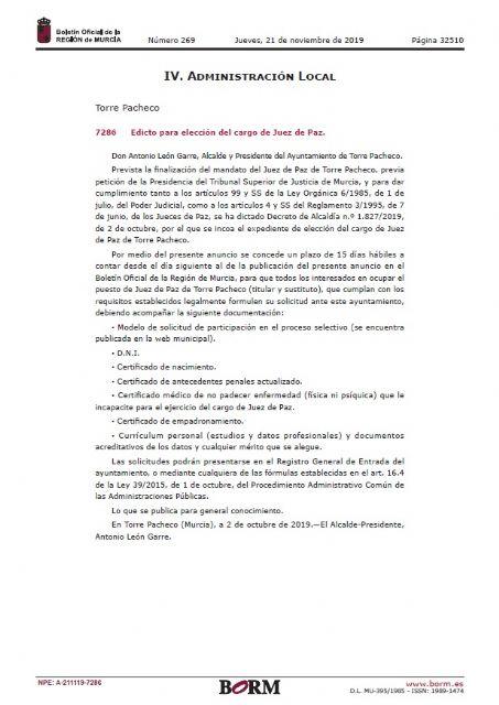 Convocatoria para la elección de un nuevo juez de paz - 2, Foto 2