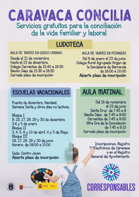 El Ayuntamiento de Caravaca pone en marcha los servicios gratuitos para la conciliación de la vida laboral y familiar, en los que participan más de cien familias - 1, Foto 1