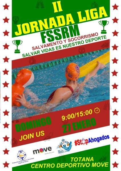 El próximo domingo 27 de enero se celebra en el Centro Deportivo move la II Jornada de la Liga Regional de Salvamento y Socorrismo Acuático