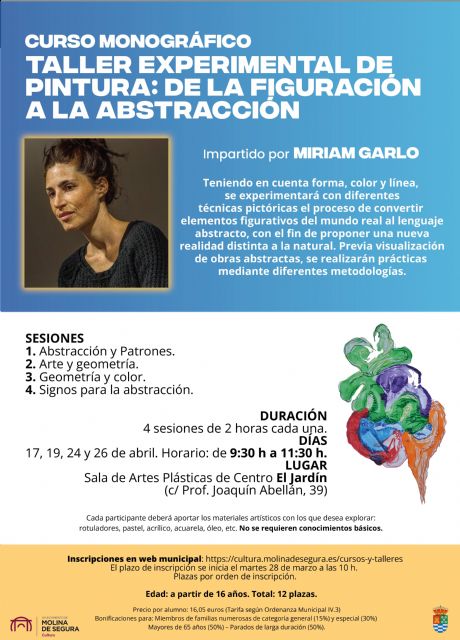 La Concejalía de Cultura de Molina de Segura organiza talleres experimentales de pintura y fotografía, impartidos por Míriam Garlo, que se desarrollarán en abril y mayo de 2023 - 2, Foto 2