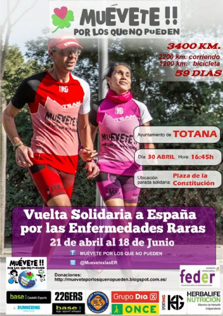 La Vuelta Solidaria a España por las Enfermedades Raras llegará a Totana el sábado 30 de abril, Foto 1