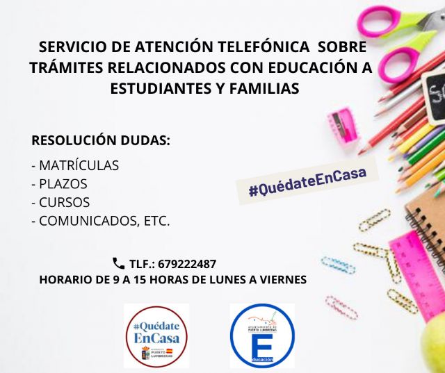 La Concejalía de Educación activa un Servicio de Atención Telefónica a estudiantes y familias - 1, Foto 1